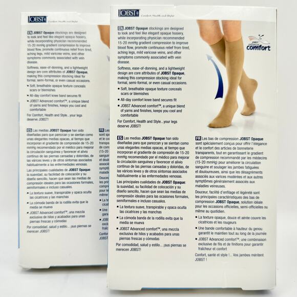 2 Pair JOBST Opaque Knee Petite Medium 15-20 mmHg Natural Compression Stockings - Picture 4 of 6